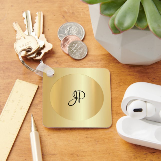 Imitate mit mit Monogramm Anfangsnamen Gold anpass Schlüsselanhänger (Schreibtisch)