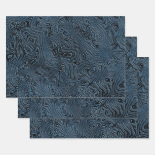 Imitate mit Rippeln Seidenmoire in Aquamarinem Bla Geschenkpapier Set