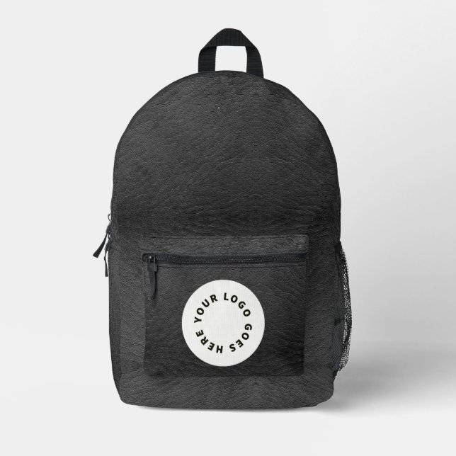 Imitate mit schwarzem Leder und Logo Bedruckter Rucksack (Vorderseite)