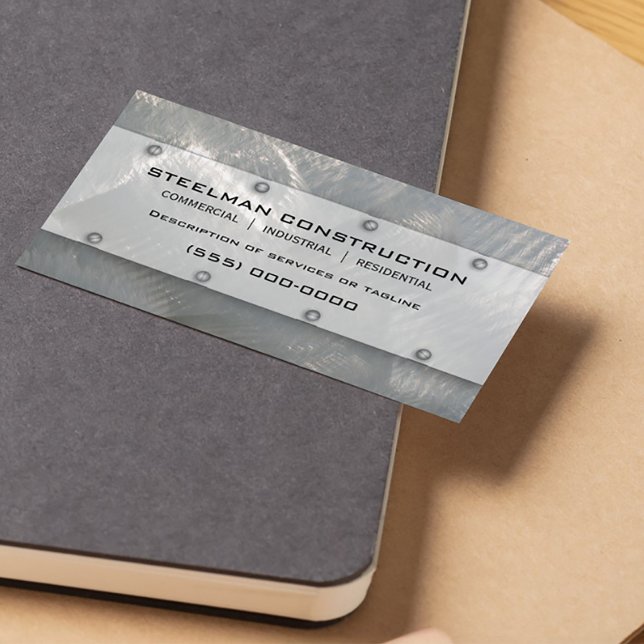 Imitate mit Silberschminke-Visitenkarte Visitenkarte (Faux Brushed Silver Metal-Look Business Card)