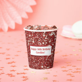 Imitate mit Textur aus rotem Glitzer Pappbecher