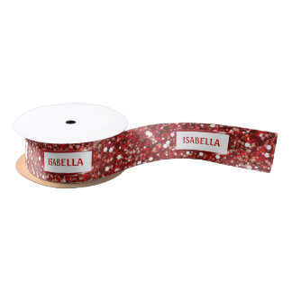 Imitate mit Textur aus rotem Glitzer Satinband
