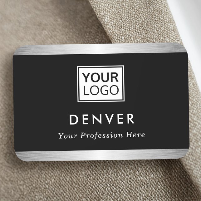 Imitate mit Vorname des Logos silbergraue Rahmen h Namensschild (Add logo first name title faux silver gray borders name tag)