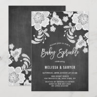 Imitate mit weißer Blumenspitze Chalkboard Baby Sp