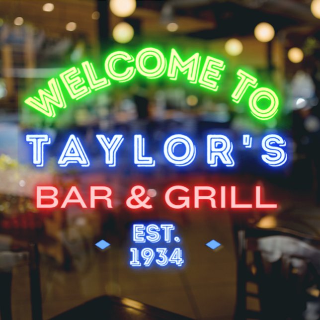 Imitate Neon Custom Bar and Grill Window Adververt Fensteraufkleber (Von Creator hochgeladen)