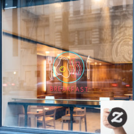 Imitate Neon Frühstück Sign Fried Eggs Bacon On Pl Fensteraufkleber