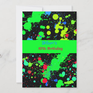 Imitate Neon Paint Ball Spritzer, Geburtstagsparty Einladung
