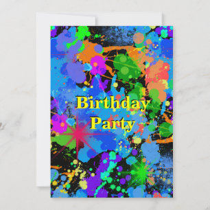 Imitate Neon, Paint Spritzer, Einladung zum Geburt