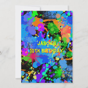 Imitate Neon, Paint Spritzer, Paintball, Einladung