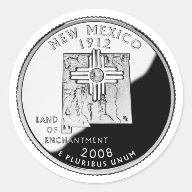 Imitate New Mexico Staat Quarter Runder Aufkleber (Vorderseite)