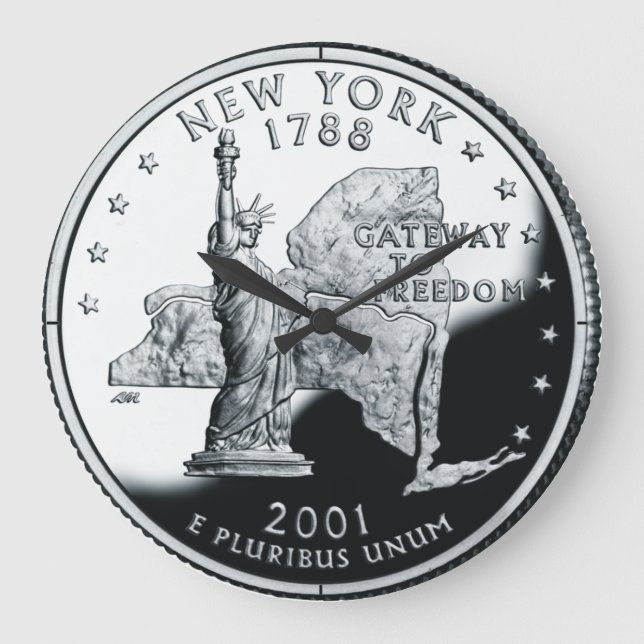 Imitate New York Staat Quarter Clock Große Wanduhr (Vorderseite)