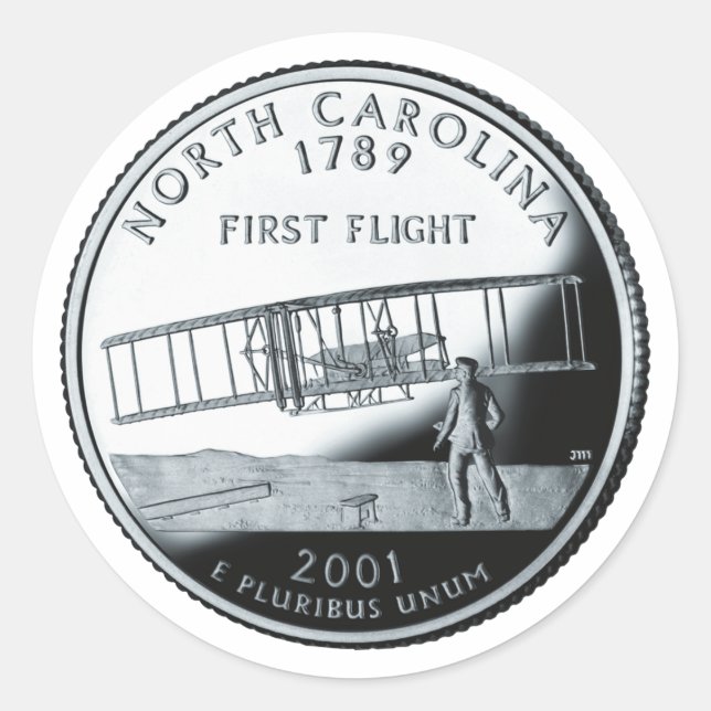 Imitate North Carolina Staat Quarter Runder Aufkleber (Vorderseite)