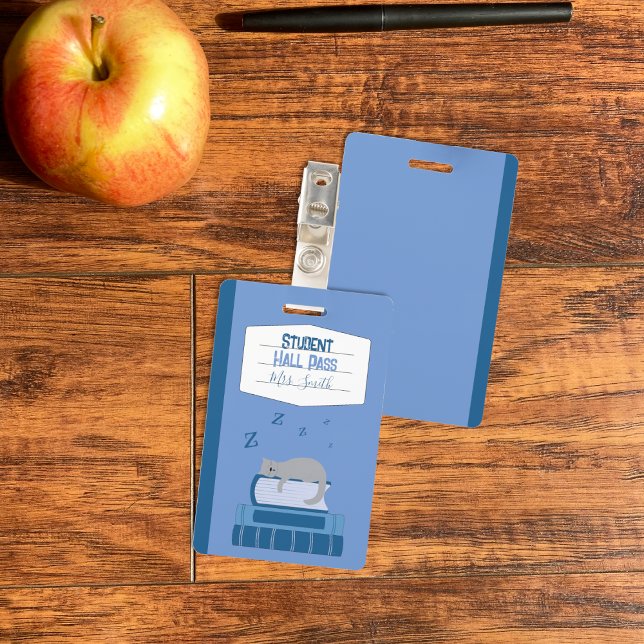 Imitate Notebook Blue Student Hall Pass Abzeichen Ausweis (Faux notebook blue student hall pass badge .)