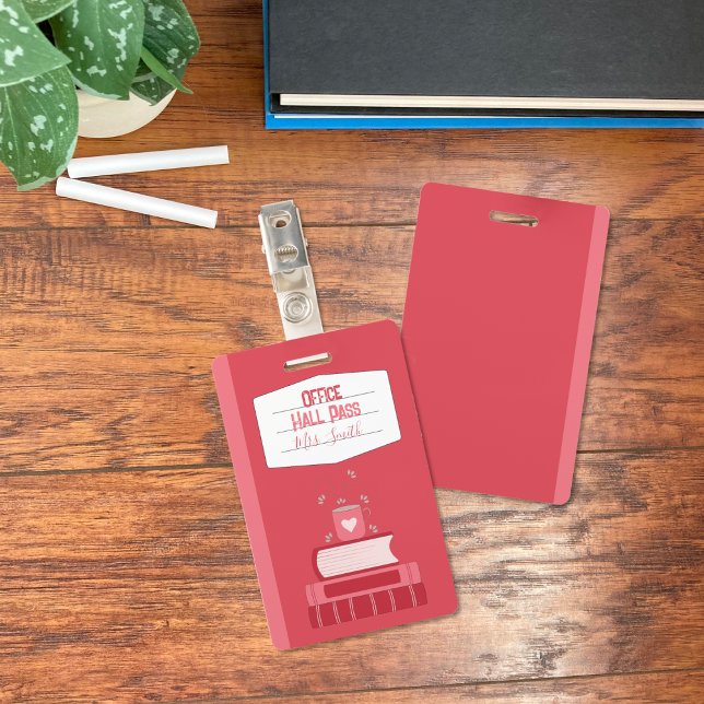 Imitate Notebook Red Office Hall Pass Abzeichen Ausweis (Faux notebook red office hall pass .)