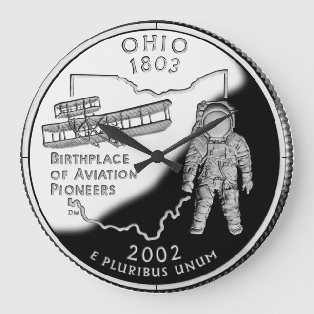 Imitate Ohio Staat Quarter Clock Große Wanduhr (Vorderseite)