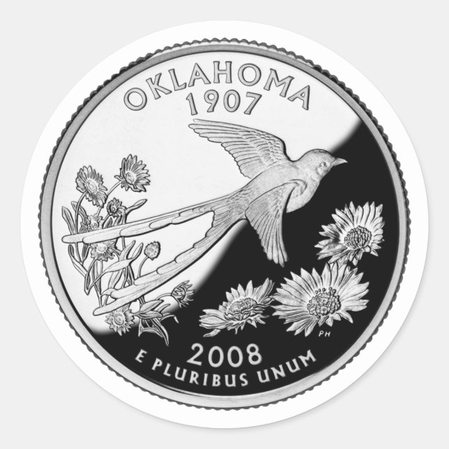 Imitate Oklahoma Staat Quarter Runder Aufkleber (Vorderseite)