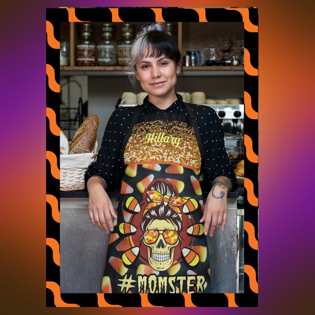 Imitate Orange Glitzer Halloween Momster Skull Schürze (Faux Orange Glitter Halloween Momster Skull Apron)