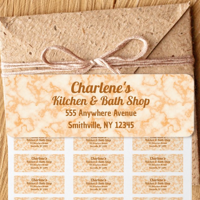 Imitate Orange Marble Rücksendeadresse (Faux Orange Marble Return Address Label by Office Accessories Shop)