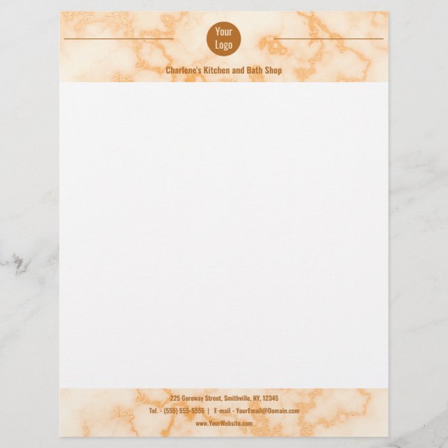 Imitate Orange Marmor Letterhead Briefbogen (Vorderseite)