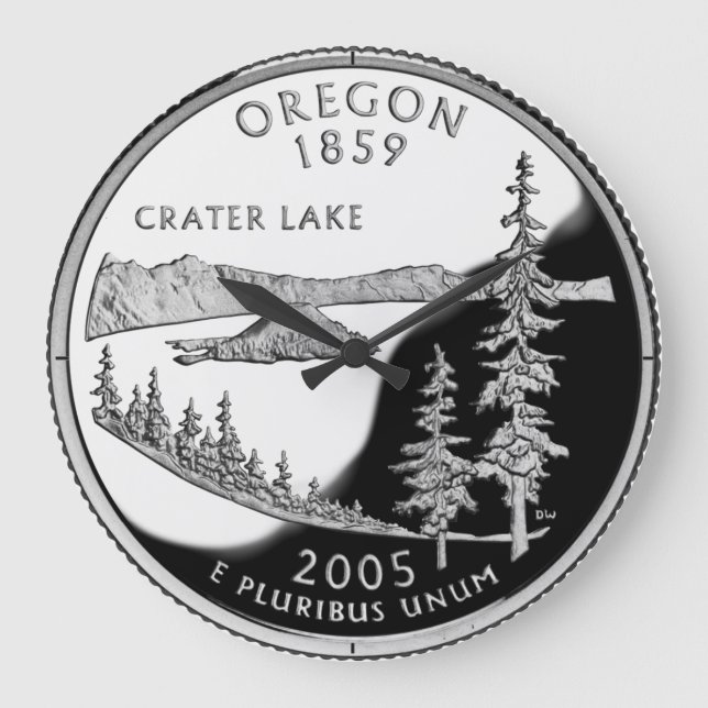 Imitate Oregon Staat Quarter Clock Große Wanduhr (Vorderseite)