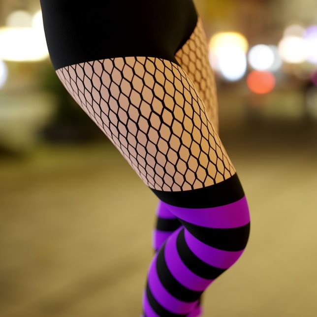 Imitate OTK Lila gestreifte Socken Fishnet Legging Leggings (Von Creator hochgeladen)
