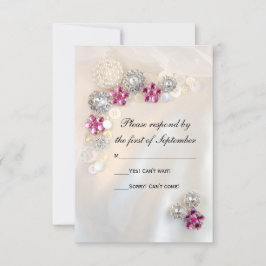 Imitate Pink Diamond und Perlknöpfe Hochzeit RSVP Karte