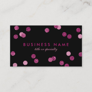 Imitate Pink Glitzer Confetti Black Business Card Visitenkarte