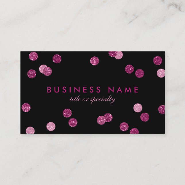 Imitate Pink Glitzer Confetti Black Business Card Visitenkarte (Vorderseite)