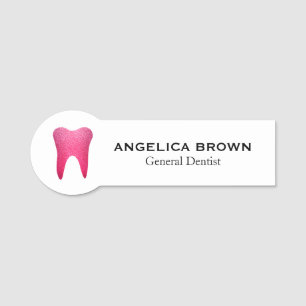 Imitate Pink Glitzer General Dentist Name-Tag Namensschild