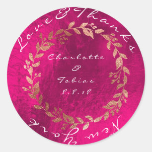Imitate Pink Hochzeit dank metallischer Kupfer Pin Runder Aufkleber