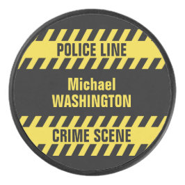 Imitate Police Line Custom Text Hockey Puck