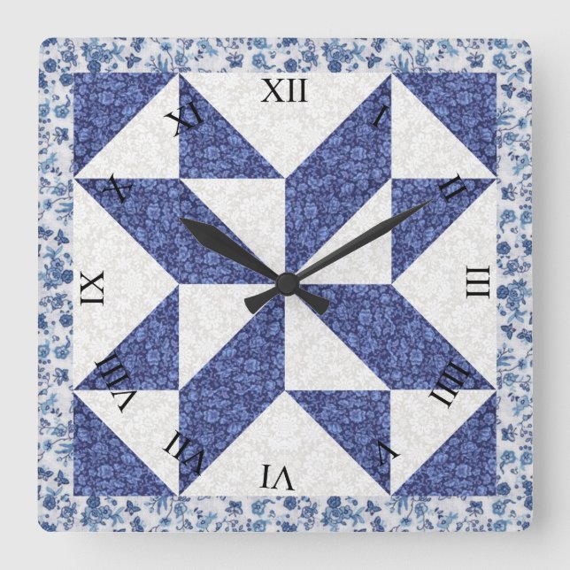 Imitate Quilt Quadratische Wanduhr (Vorderseite)