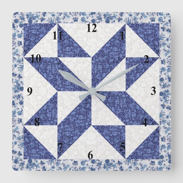 Imitate Quilt Quadratische Wanduhr (Vorderseite)