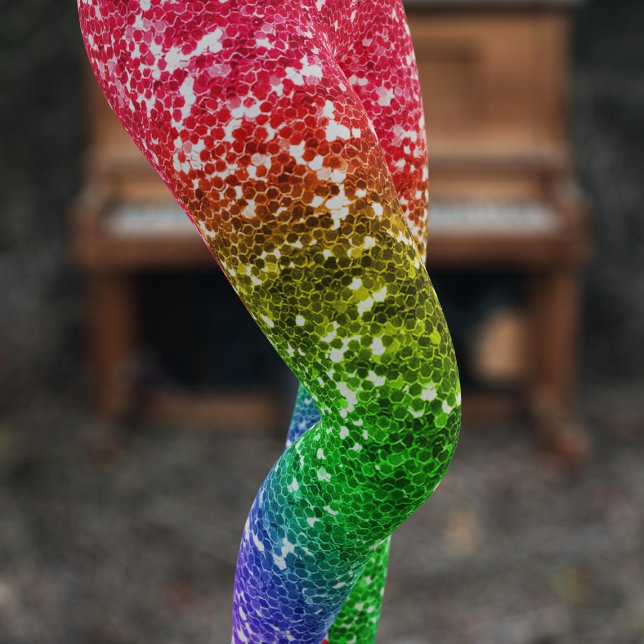 Imitate Rainbow Glitzer Festival Moon and Stars Leggings (Faux and fabulous colorful rainbow glitter leggings just for you)