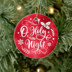 Imitate Red Foil O Holy Night Letters Foto Keramik Ornament