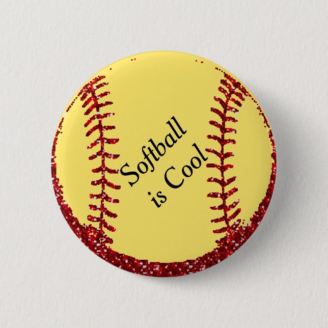 Imitate Red Glitzer Softball oder Baseball Button (Vorderseite)