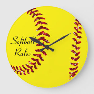 Imitate Red Glitzer Softball Stifte Große Wanduhr