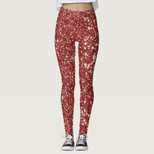 Imitate Red Glitzer Textur Design Leggings