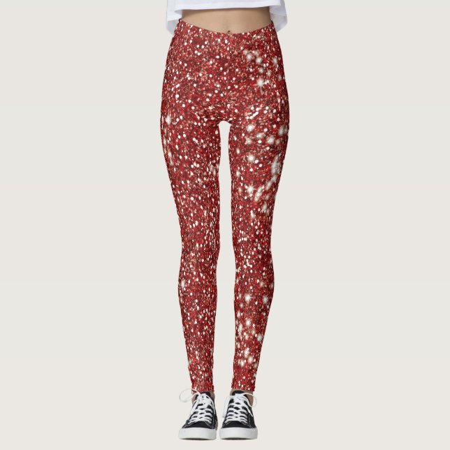 Imitate Red Glitzer Textur Design Leggings (Vorderseite)