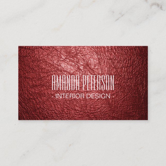 Imitate Red Leather Designer Business Cards Visitenkarte (Vorderseite)