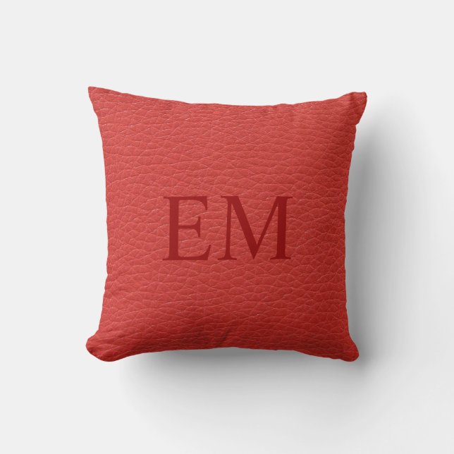 Imitate Red Leather Monogram Kissen (Vorderseite)