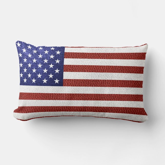 Imitate Red White Blue Leather USA Flag Lendenkissen (Vorderseite)