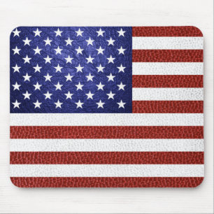 Imitate Red White Blue Leather USA Flag Mousepad