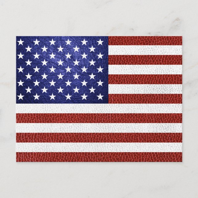 Imitate Red White Blue Leather USA Flag Postkarte (Vorderseite)