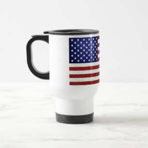 Imitate Red White Blue Leather USA Flag Reisebecher