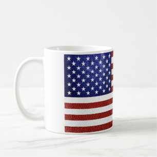 Imitate Red White Blue Leather USA Flag Tasse