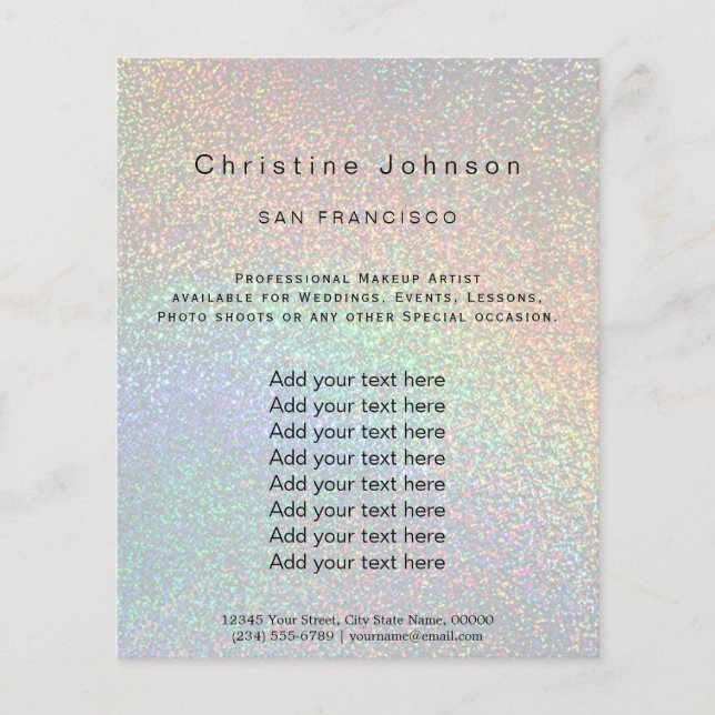 Imitate Regenbogen Glitzer Schönheitssalon Flyer (Vorne)