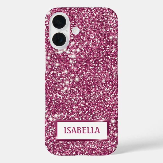 Imitate Rosa Glitzer Textur mit Individuelle Name  Case-Mate iPhone Hülle (Rückseite)
