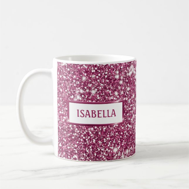 Imitate Rosa Glitzer Textur mit Individuelle Name  Kaffeetasse (Links)