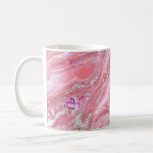 Imitate Rosa Marmortextur mit silberfarbenem Glitz Kaffeetasse